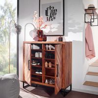 Massivholz Schuhschrank Sheesham 100cm Schuhkommode Garderobe Flur – Ansicht 1