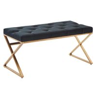Sitzbank FineBuy Polsterbank Schwarz 90 cm Bettbank Chesterfield Flurbank Samt – Ansicht 6