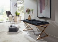 Sitzbank FineBuy Polsterbank Schwarz 90 cm Bettbank Chesterfield Flurbank Samt – Ansicht 2