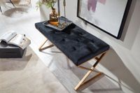 Sitzbank FineBuy Polsterbank Schwarz 90 cm Bettbank Chesterfield Flurbank Samt – Ansicht 4