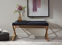 Sitzbank FineBuy Polsterbank Schwarz 90 cm Bettbank Chesterfield Flurbank Samt – Ansicht 5