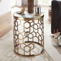 Beistelltisch FineBuy Sofatisch Echter Marmor Ø 44cm Tisch Wohnzimmertisch Rund – Ansicht 1