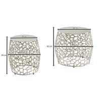 Beistelltisch FineBuy Wohnzimmertisch 2er Set Metall Satztisch Tisch Rund Alu – Ansicht 3
