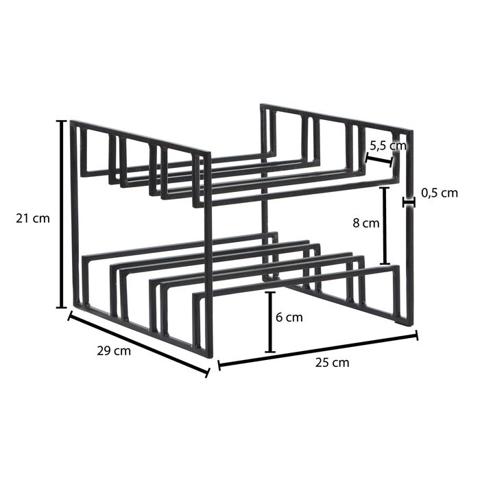 Weinflaschenhalter FineBuy Weinregal Tisch 29x21x25 cm Metall Schwarz Weinhalter – Maßzeichnung