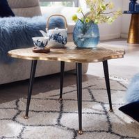 Couchtisch FineBuy Sofatisch Baumscheibe Metall 64x64x37 Tisch Wohnzimmertisch – Ansicht 1
