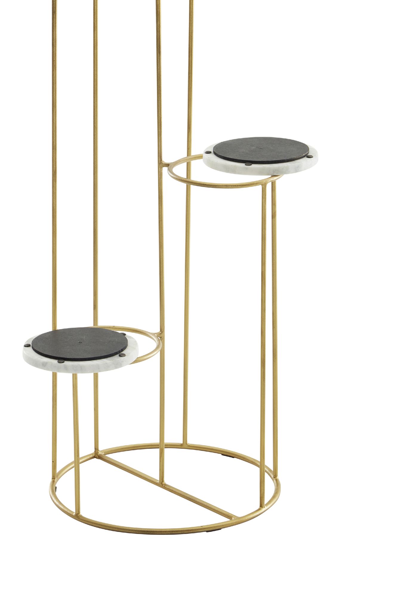 FineBuy Blumenständer Echter Marmor Weiß 36,5x107,5x36,5 cm Pflanzenständer Stehend Gold, Blumenhocker Wohnzimmer Freistehend mit 4 Ablagen, Pflanzenregal Blumenregal Groß Modern | Farbe: Gold