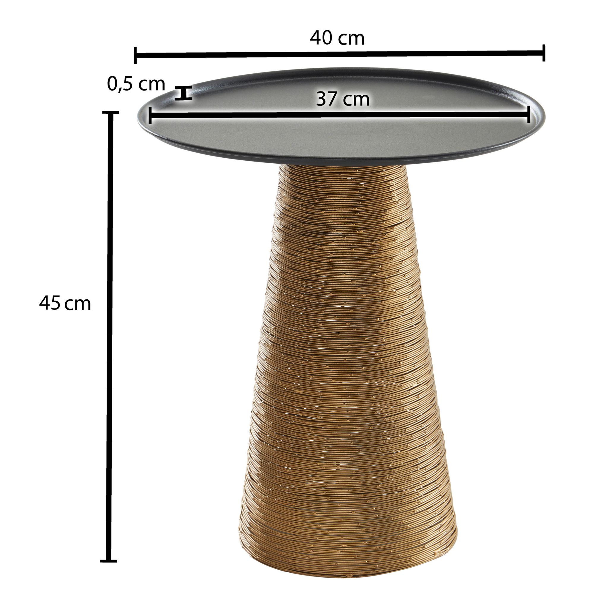 FineBuy Beistelltisch Gold Schwarz 40x40x45 cm Anstelltisch Aluminium, Kleiner Sofatisch Metall Rund, Wohnzimmertisch Couch Modern, Couchtisch Hoch | Farbe: Gold