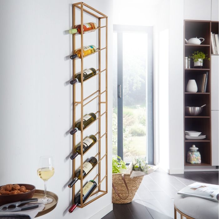 Weinregal FineBuy Flaschenregal Wand 36x150x8 cm Metall Regal Wein Groß Hängend