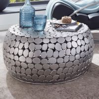 Couchtisch FineBuy Sofatisch Metall Silber Ø 66 cm Tisch Wohnzimmertisch Rund – Ansicht 1