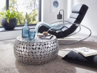 Couchtisch FineBuy Sofatisch Metall Silber Ø 66 cm Tisch Wohnzimmertisch Rund – Ansicht 2