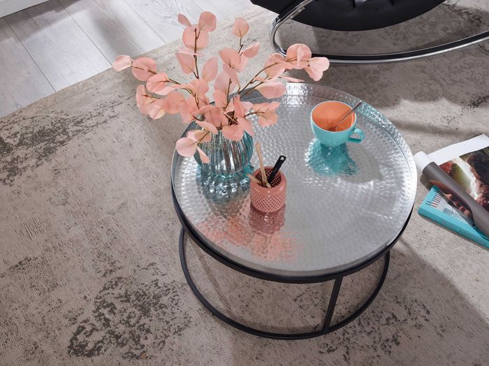 Couchtisch FineBuy Sofatisch Metall Hammerschlag Ø 62 cm Wohnzimmertisch Tisch – Maßzeichnung