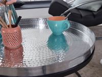 Couchtisch FineBuy Sofatisch Metall Hammerschlag Ø 62 cm Wohnzimmertisch Tisch – Ansicht 5