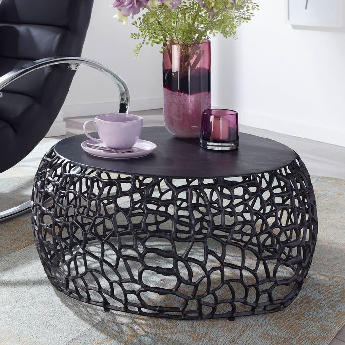 Couchtisch FineBuy Metall Sofatisch Ø 66 cm Tisch Wohnzimmertisch Rund Aluminium