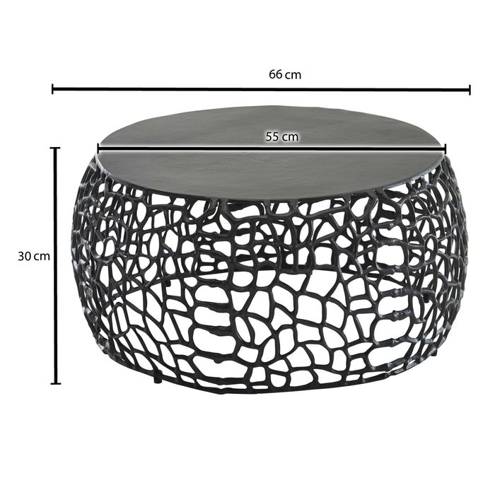 Couchtisch FineBuy Metall Sofatisch Ø 66 cm Tisch Wohnzimmertisch Rund Aluminium – Maßzeichnung
