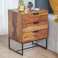 Nachttisch FineBuy Nachtkommode Boxspringbett Massivholz 50x40x65 cm Schubladen – Ansicht 1