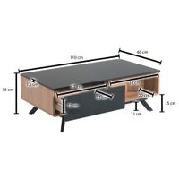 Couchtisch FineBuy Sofatisch 110x60x38 cm MDF Eiche Wohnzimmertisch Schublade – Ansicht 3