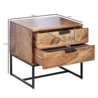 Nachttisch Sheesham Massivholz Schubladen Nachtkonsole Industrial Nachtkästchen – Ansicht 3