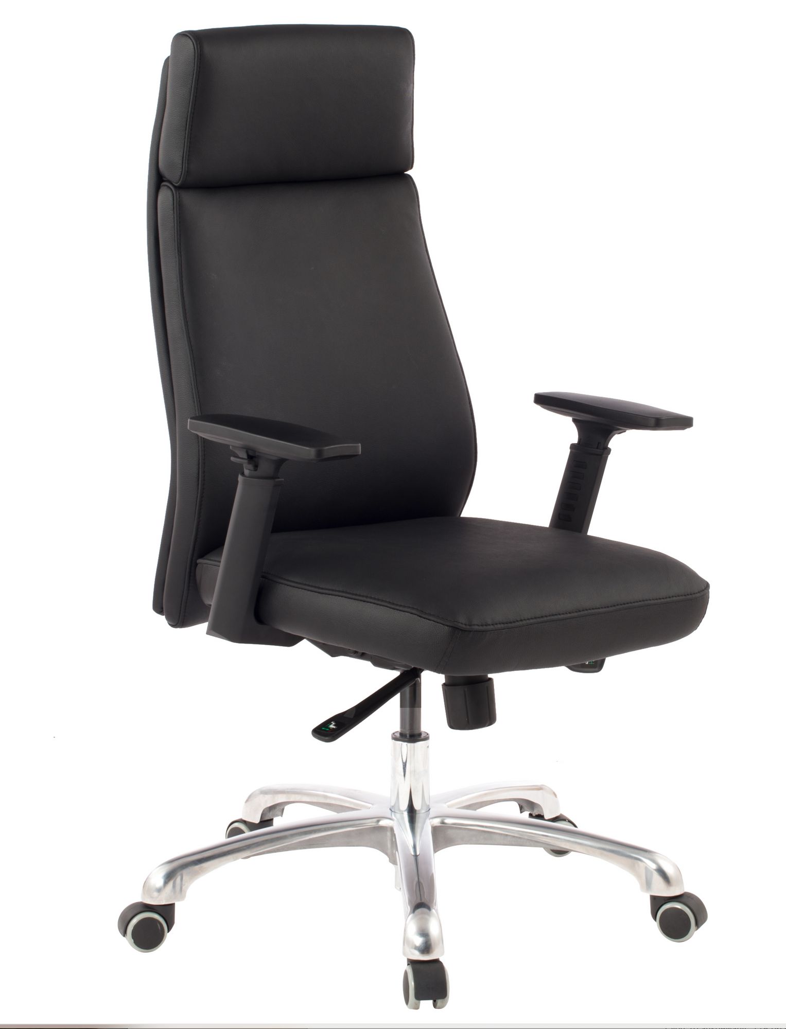 FineBuy Bürostuhl PORTO Echt-Leder Schwarz ergonomisch mit Kopfstütze, Design Chefsessel Schreibtischstuhl ergonomisch mit Wippfunktion, Drehstuhl mit Armlehnen X-XL 120 kg
