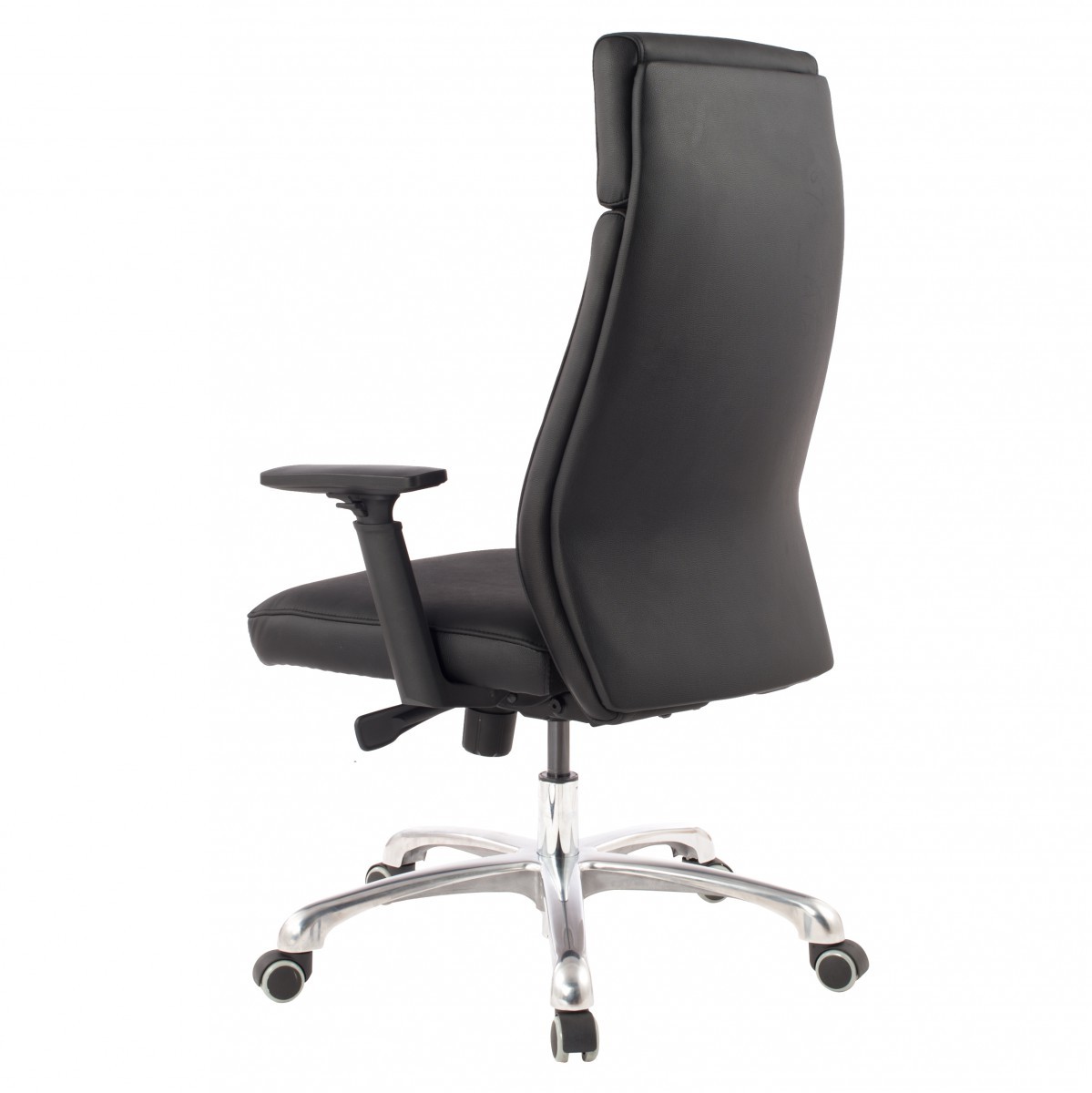 FineBuy Bürostuhl PORTO Echt-Leder Schwarz ergonomisch mit Kopfstütze, Design Chefsessel Schreibtischstuhl ergonomisch mit Wippfunktion, Drehstuhl mit Armlehnen X-XL 120 kg | Farbe: Schwarz