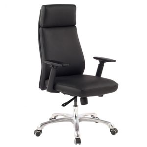 FineBuy Bürostuhl PORTO Echt-Leder Schwarz ergonomisch mit Kopfstütze, Design Chefsessel Schreibtischstuhl ergonomisch mit Wippfunktion, Drehstuhl mit Armlehnen X-XL 120 kg 4251757713675