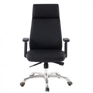 FineBuy Bürostuhl PORTO Echt-Leder Schwarz ergonomisch mit Kopfstütze, Design Chefsessel Schreibtischstuhl ergonomisch mit Wippfunktion, Drehstuhl mit Armlehnen X-XL 120 kg 4251757713675