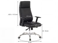 Bürostuhl Chefsessel PORTO Leder Schwarz Schreibtischstuhl Drehstuhl ergonomisch – Ansicht 3
