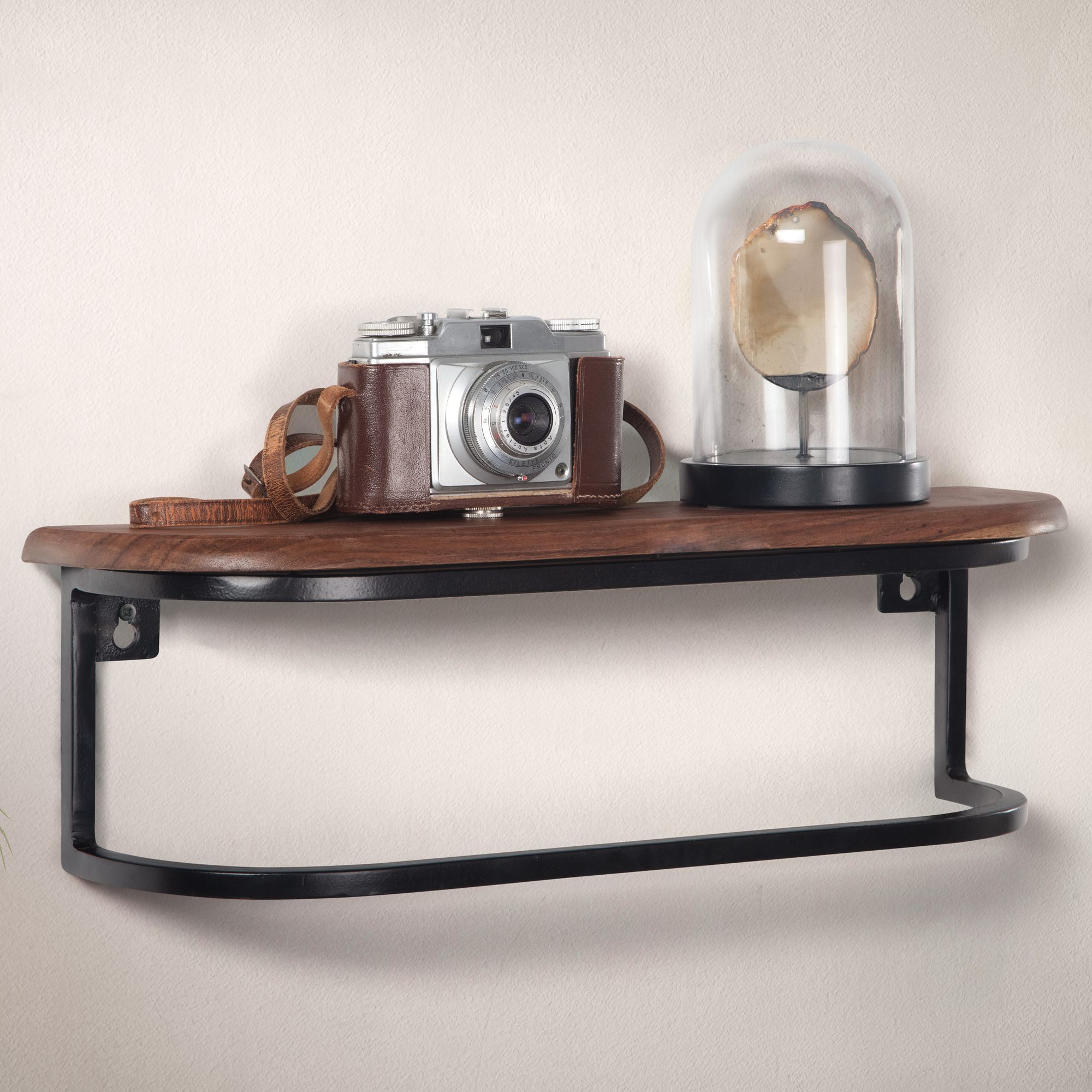 Wandregal FineBuy Hängeregal 50x15x13 cm Massivholz Metall Regal Industrial – Ansicht 1