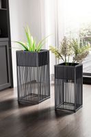 Blumentopf FineBuy Pflanzenkübel 2er Set Metall Schwarz Quadratisch Pflanzgefäß – Ansicht 2