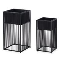 Blumentopf FineBuy Pflanzenkübel 2er Set Metall Schwarz Quadratisch Pflanzgefäß – Ansicht 6