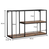 Wandregal FineBuy Hängeregal Holz Metall 60x40x18 cm Regal Rechteckig Massiv – Ansicht 3