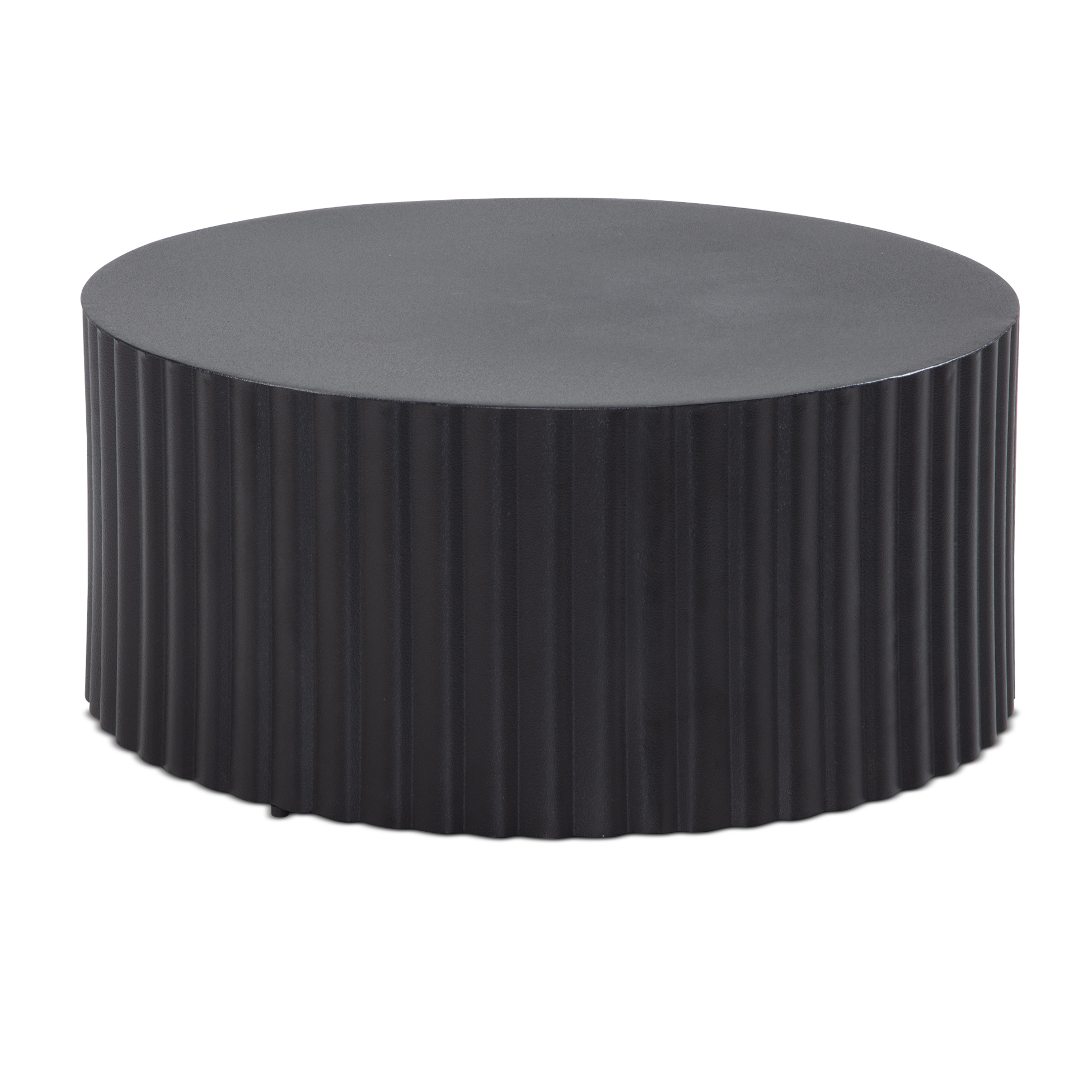 FineBuy Design Couchtisch rund 70 cm Metall Schwarz - Handgefertigter Aluminium Wohnzimmertisch mit Lamellenstruktur - Moderner Sofatisch Wohnzimmer | Farbe: Schwarz