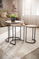 Beistelltisch 3er Set Rund Metall Satztisch Couchtisch Dekotisch 3-teilig gold – Ansicht 2