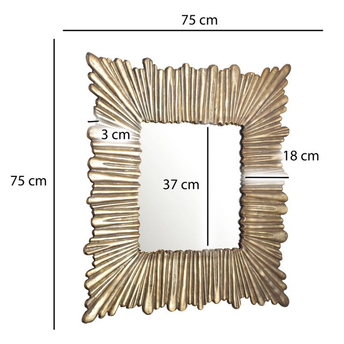 WOHNLING Wandspiegel Flurspiegel Quadratisch 75 cm Spiegel Gold Hängespiegel – Maßzeichnung