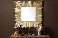 WOHNLING Wandspiegel Flurspiegel Quadratisch 75 cm Spiegel Gold Hängespiegel – Ansicht 2