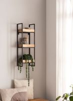 Wandregal FineBuy Hängeregal 27x77x18 cm Massivholz Metall Regal Industrial – Ansicht 2