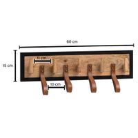Wandgarderobe FineBuy Hakenleiste Holz Echtleder 60 cm Garderobe Flur Metall – Ansicht 3