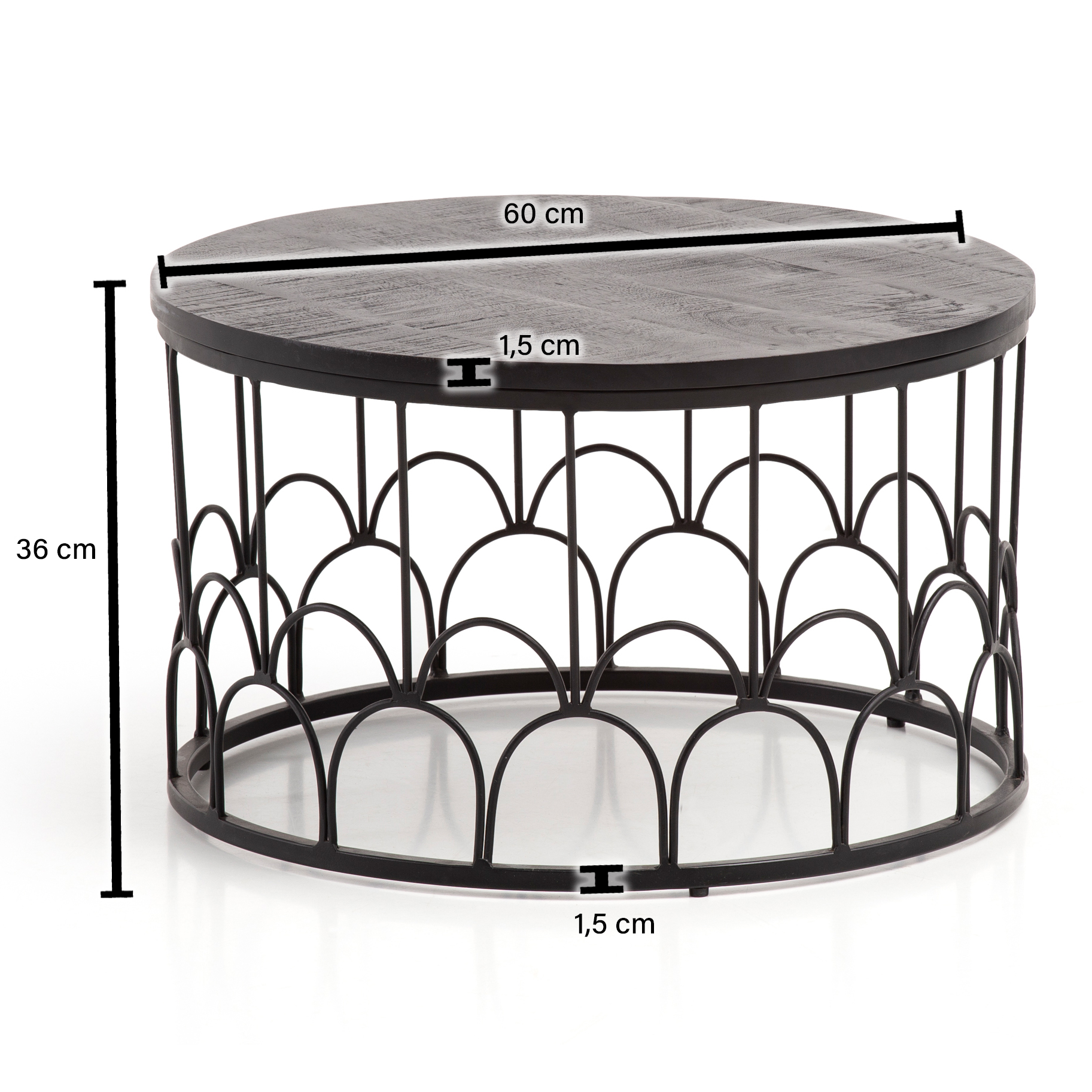 FineBuy Couchtisch Mango Massivholz rund Ø 60 cm Schwarz · Wohnzimmertisch mit Metallgestell · Handgefertigter Sofatisch im Art-Deco Industrial Design | Farbe: Schwarz FineBuy Couchtisch Mango Massivholz rund Ø 60 cm Schwarz · Wohnzimmertisch mit Metallgestell · Handgefertigter Sofatisch im Art-Deco Industrial Design | Farbe: Schwarz