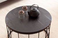 Couchtisch Massivholz rund Ø60cm Schwarz Wohnzimmertisch Art-Deco Industrial – Ansicht 4