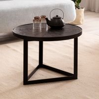 Couchtisch FineBuy Sofatisch 58x58x40 cm Massivholz Schwarz Wohnzimmertisch Rund – Ansicht 1