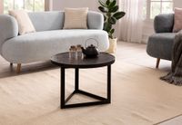 Couchtisch FineBuy Sofatisch 58x58x40 cm Massivholz Schwarz Wohnzimmertisch Rund – Ansicht 2