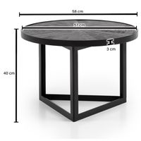 Couchtisch FineBuy Sofatisch 58x58x40 cm Massivholz Schwarz Wohnzimmertisch Rund – Ansicht 3