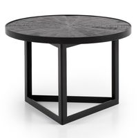Couchtisch FineBuy Sofatisch 58x58x40 cm Massivholz Schwarz Wohnzimmertisch Rund – Ansicht 6