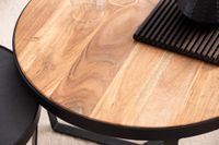 Couchtisch FineBuy Wohnzimmertisch 2er Set Rund Holz / Steinoptik Satztisch – Ansicht 4