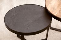 Couchtisch FineBuy Wohnzimmertisch 2er Set Rund Holz / Steinoptik Satztisch – Ansicht 5