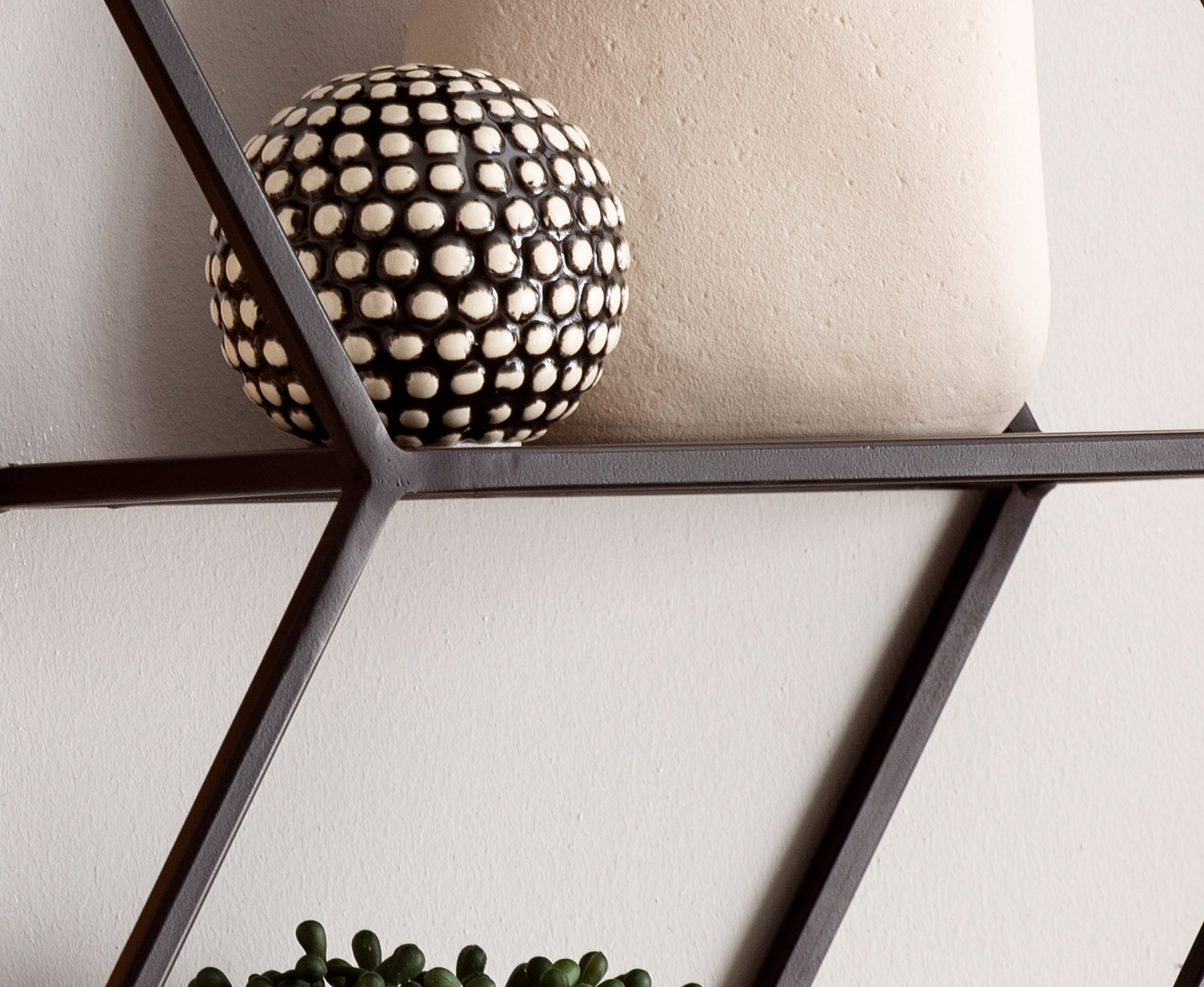 FineBuy Wandregal 60x52x20 cm Mango Massivholz / Metall Hängeregal Industrial, Design Schweberegal Sechseckig, Dekoregal Hängend Wabenform, Regal Wand mit 3 Ablagen | Farbe: Schwarz