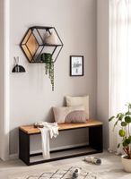 Wandregal FineBuy Hängeregal 60x52x20 cm Massivholz Metall Regal Sechseckig – Ansicht 2