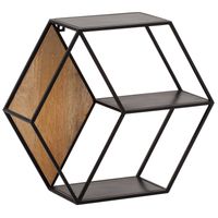 Wandregal FineBuy Hängeregal 60x52x20 cm Massivholz Metall Regal Sechseckig – Ansicht 6