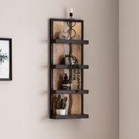 Wandregal FineBuy Hängeregal 30x80x10 cm Massivholz Metall Regal Industrial – Ansicht 1