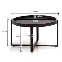 Couchtisch FineBuy Sofatisch Massivholz Schwarz 60x60x35 cm Wohnzimmertisch Rund – Ansicht 3