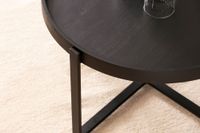 Couchtisch FineBuy Sofatisch Massivholz Schwarz 60x60x35 cm Wohnzimmertisch Rund – Ansicht 5